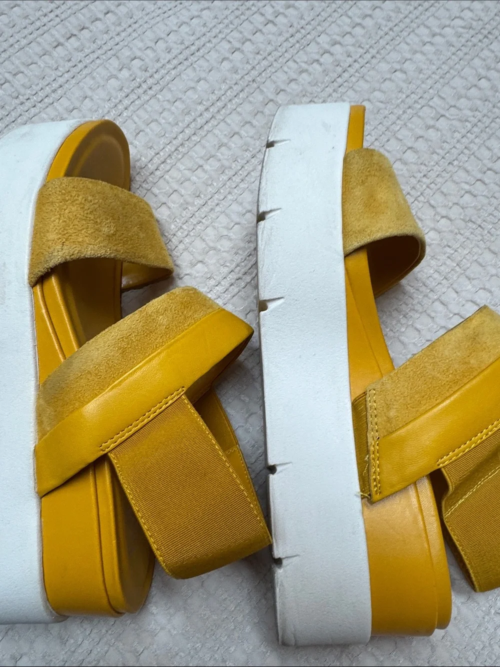 Franco Sarto Yellow Suede Strap Platform Sandals - Picture 4 of 7